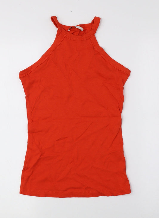 TU Womens Orange 100% Cotton Basic Tank Size 10 Halter