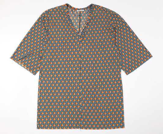Zara Trafaluc Womens Multicoloured Geometric Polyester A-Line Size 14 V-Neck Pullover