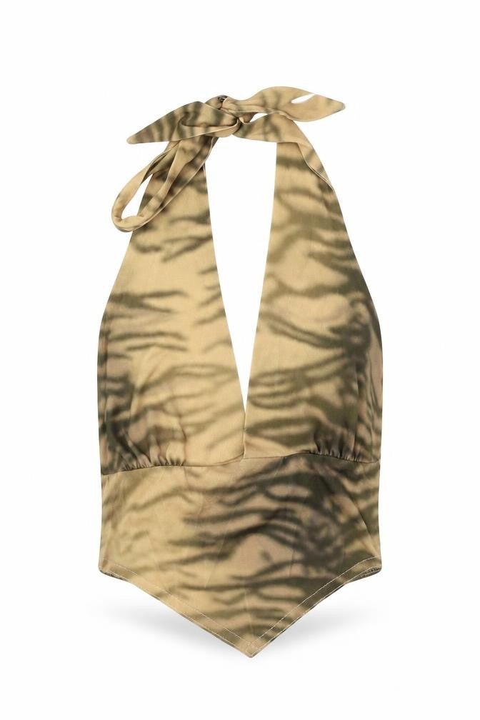 Womens UK Size 6 ASOS Gold Cropped Tank