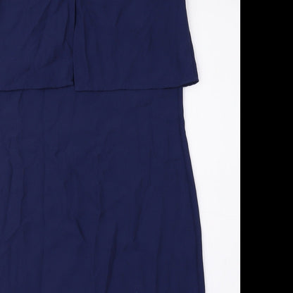 H&M Womens Blue Polyester A-Line Size 10 Boat Neck Zip