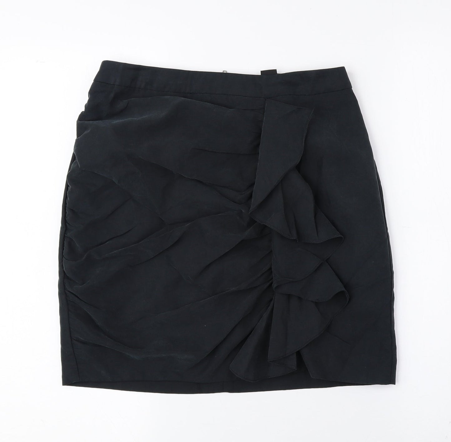 H&M Womens Black Modal Mini Skirt Size 8 Zip