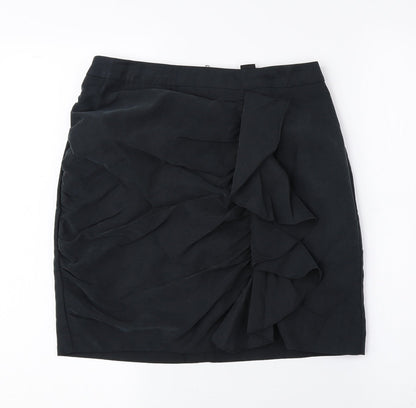 H&M Womens Black Modal Mini Skirt Size 8 Zip