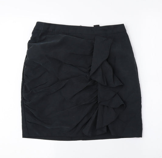 H&M Womens Black Modal Mini Skirt Size 8 Zip