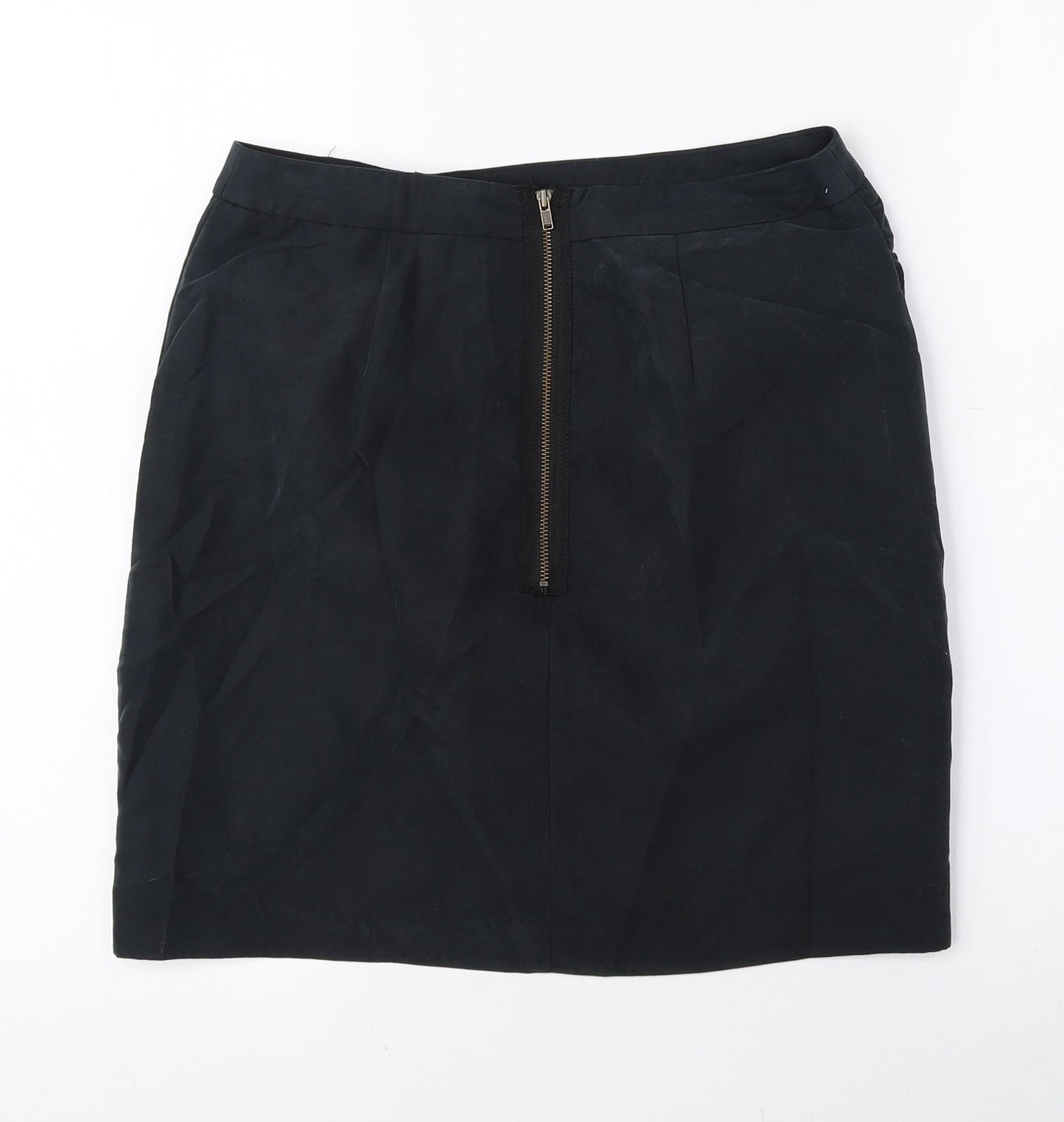 H&M Womens Black Modal Mini Skirt Size 8 Zip