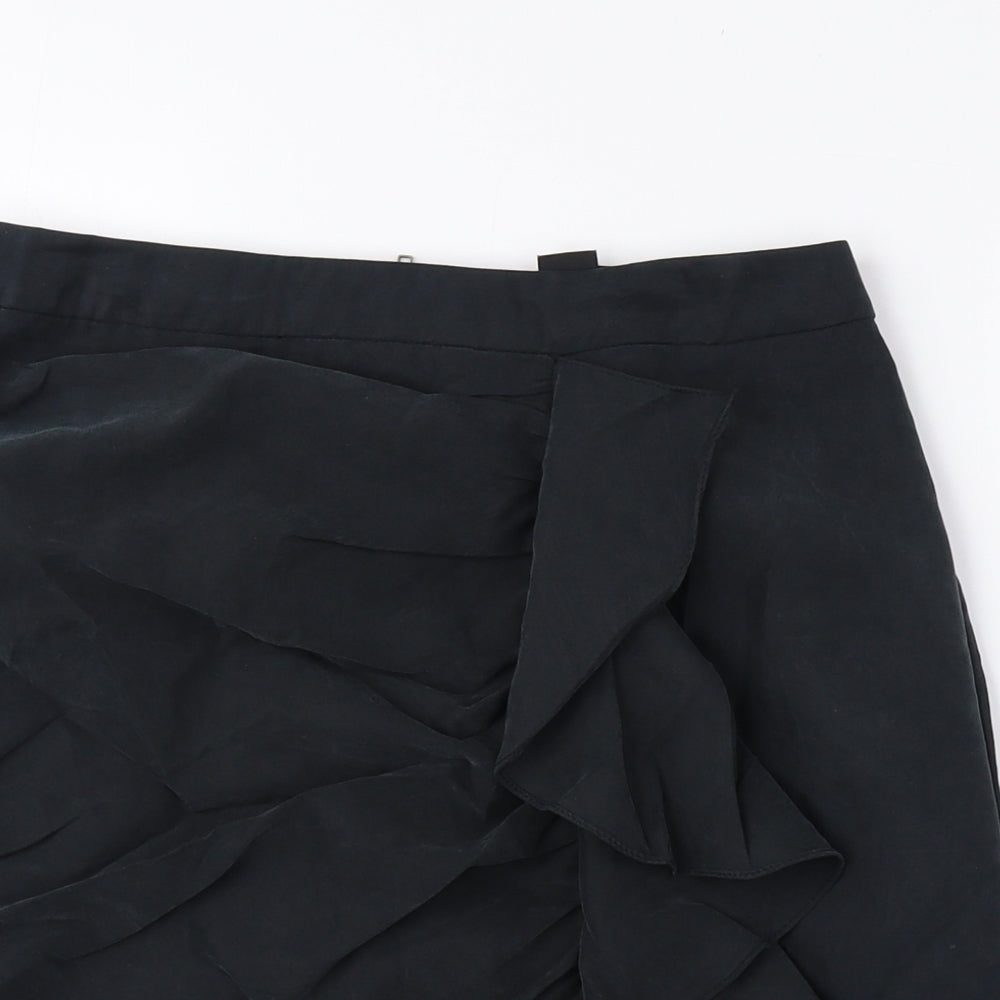 H&M Womens Black Modal Mini Skirt Size 8 Zip