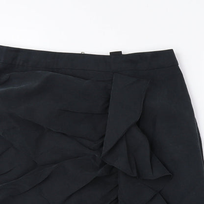 H&M Womens Black Modal Mini Skirt Size 8 Zip