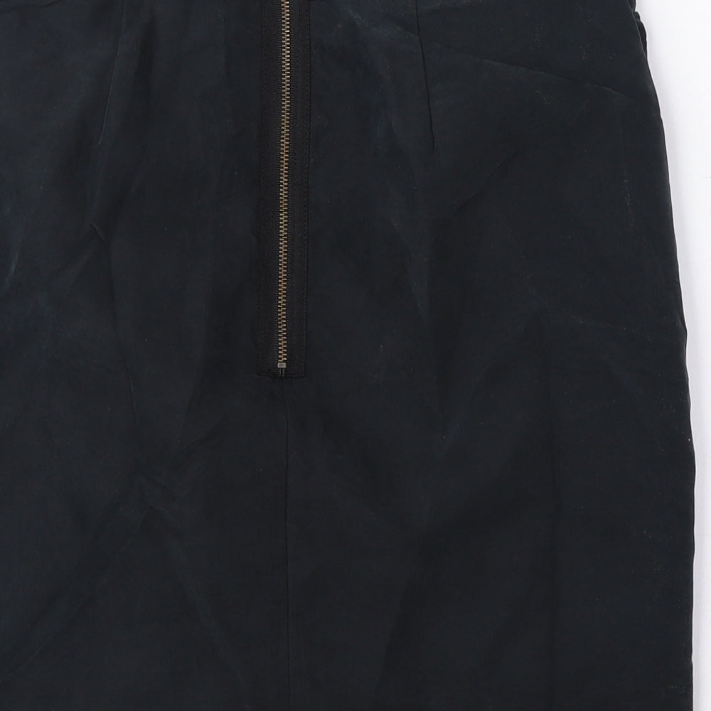 H&M Womens Black Modal Mini Skirt Size 8 Zip