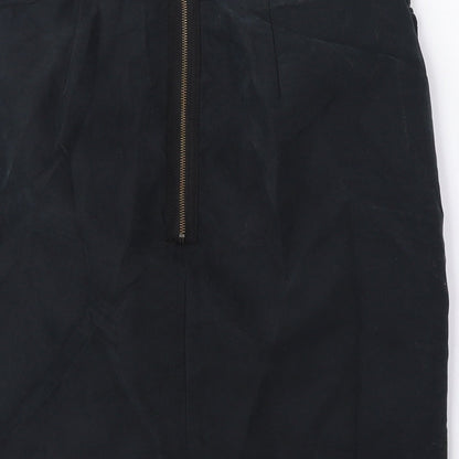 H&M Womens Black Modal Mini Skirt Size 8 Zip