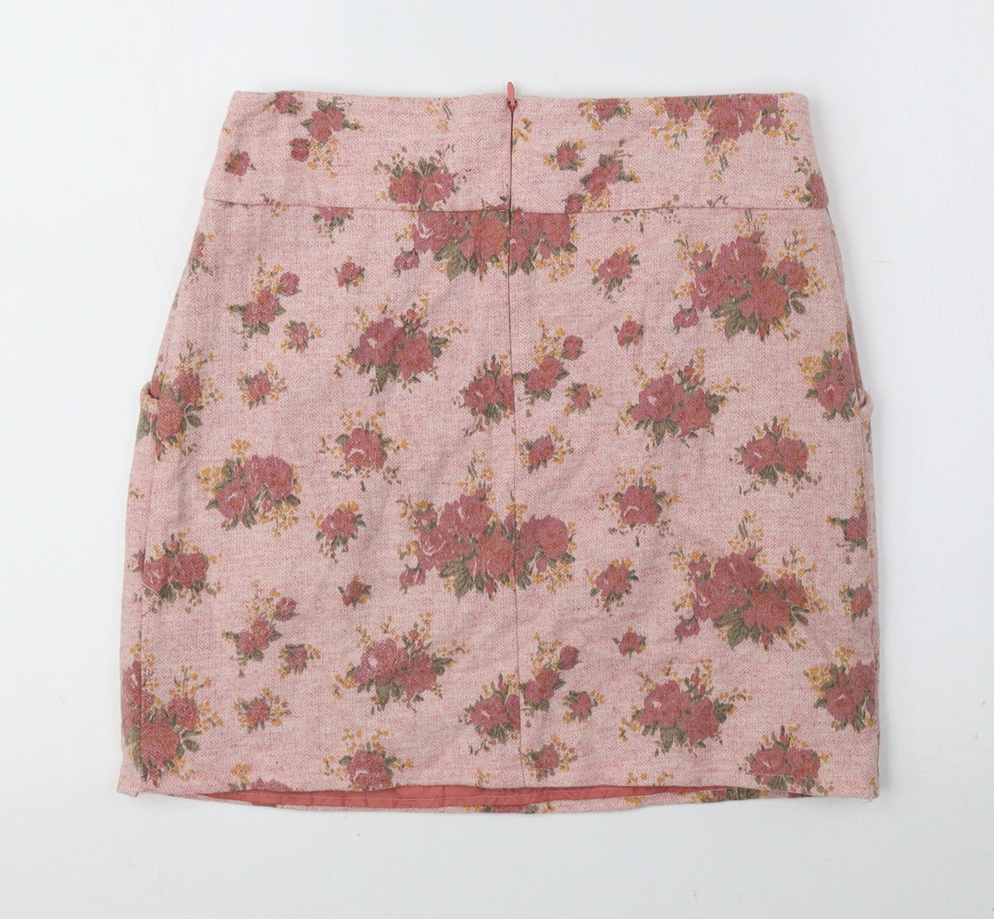 Traffic People Womens Pink Floral Polyester Mini Skirt Size S Zip