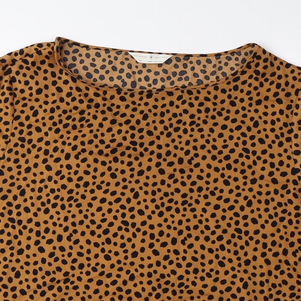 Womens UK Size 12 Marks and Spencer Brown Basic Blouse