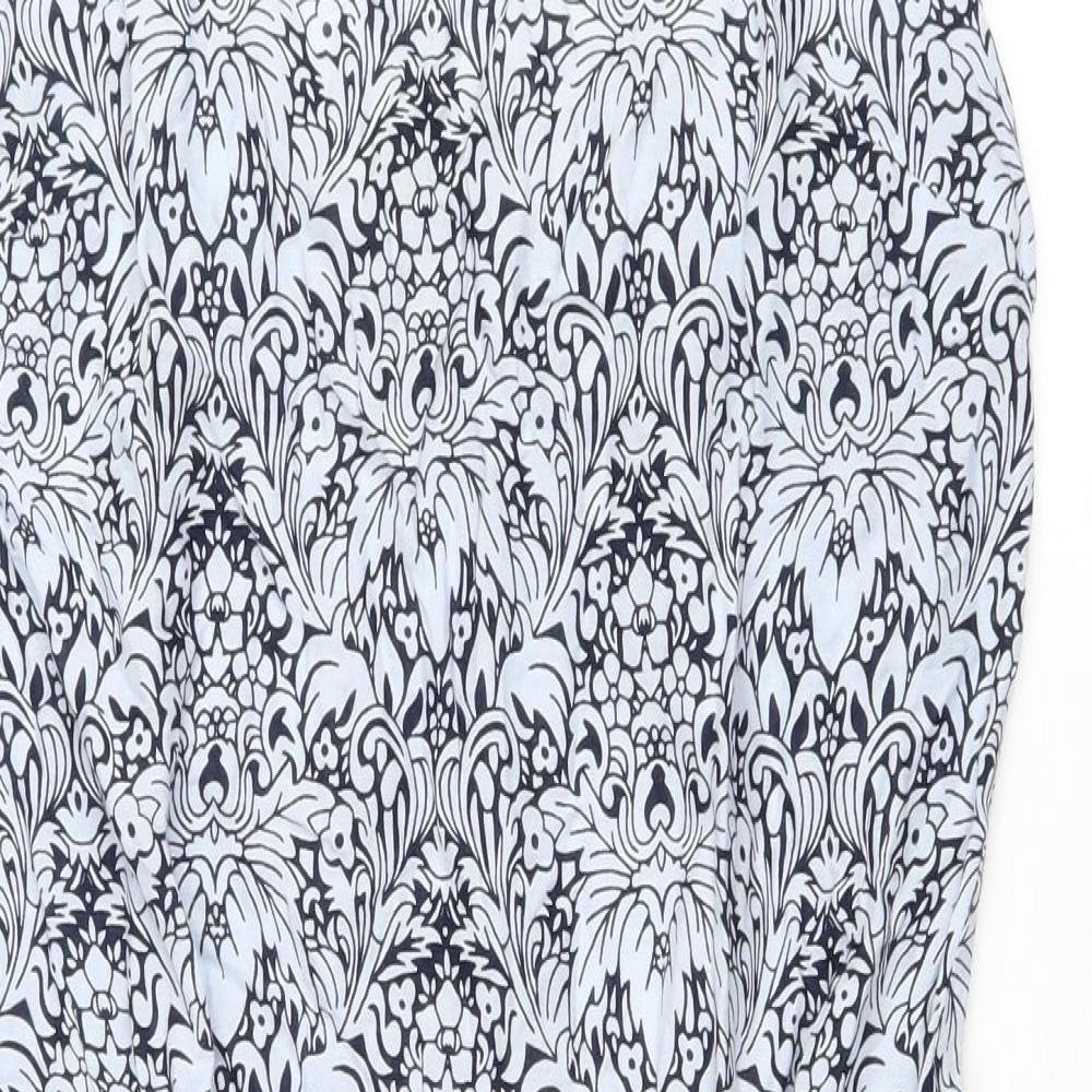 BHS Womens Blue Floral Viscose Tank Dress Size 12 Scoop Neck Drawstring