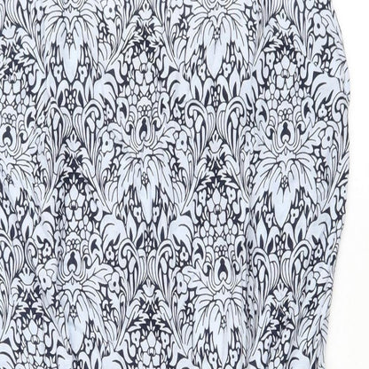 BHS Womens Blue Floral Viscose Tank Dress Size 12 Scoop Neck Drawstring