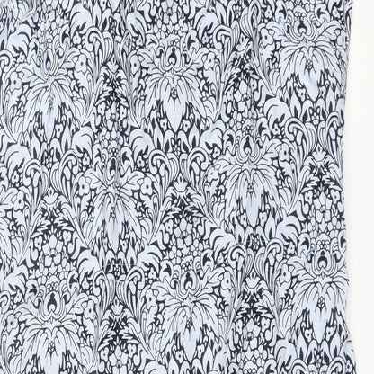 BHS Womens Blue Floral Viscose Tank Dress Size 12 Scoop Neck Drawstring