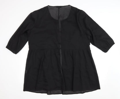 MsShe Womens Black Scoop Neck Polyester Cardigan Jumper Size 6 - Lace detail