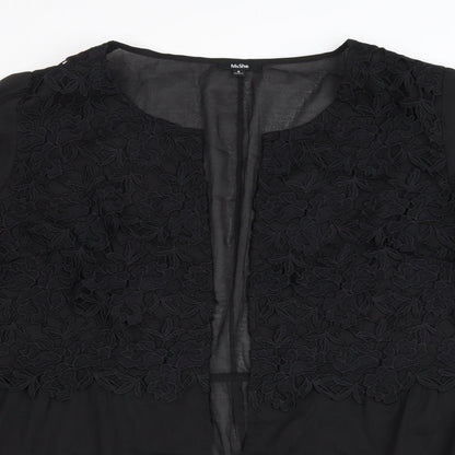 MsShe Womens Black Scoop Neck Polyester Cardigan Jumper Size 6 - Lace detail