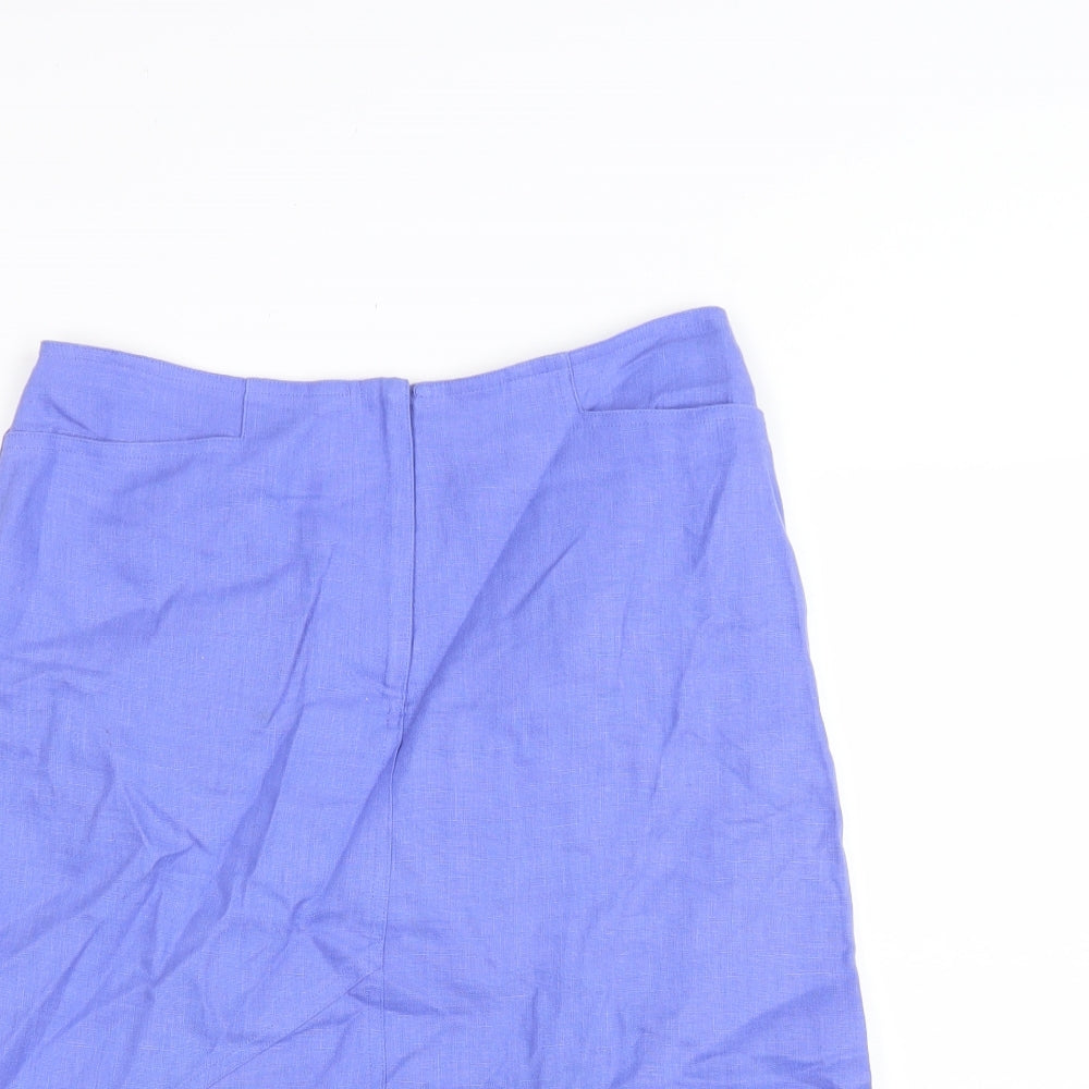 Tina Tailor Womens Purple Linen Trumpet Skirt Size 10 Zip