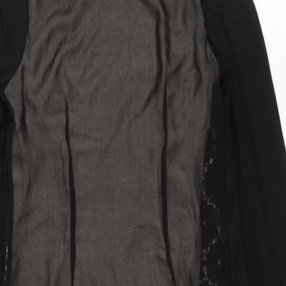 Atmosphere Womens Black Cotton A-Line Size 6 Scoop Neck Pullover - Lacer Detail