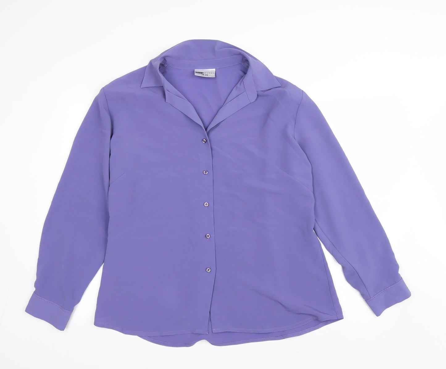 Womens UK Size 20 Sara Purple Basic Button-Up