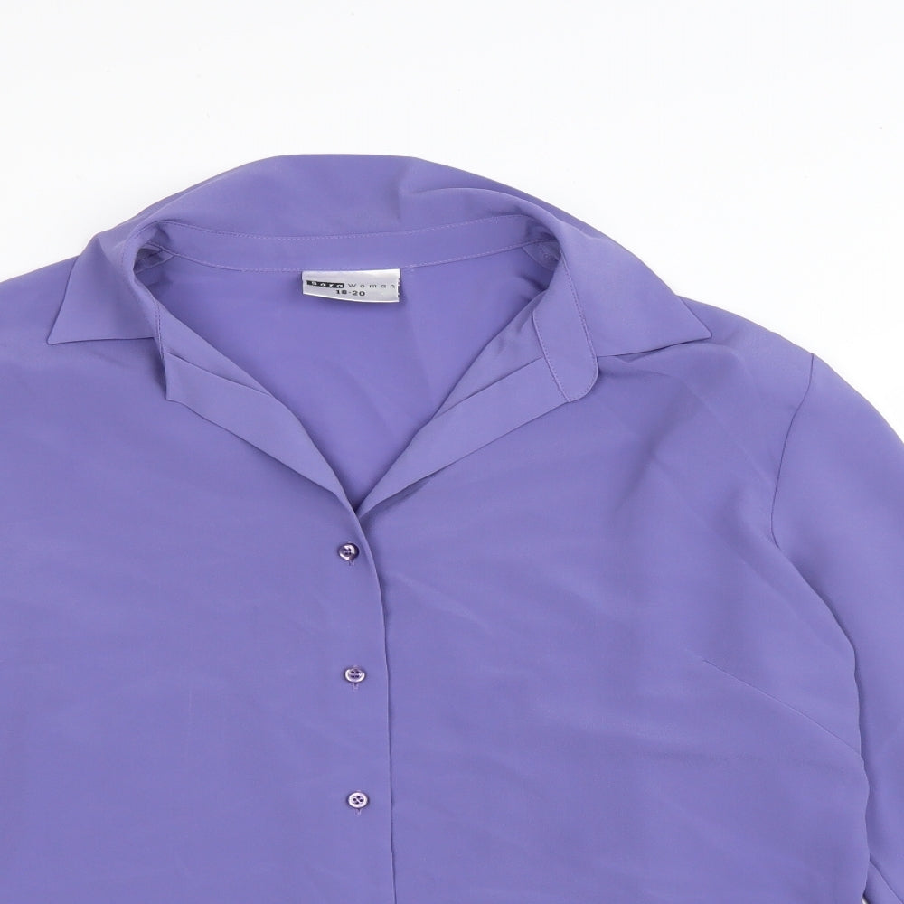 Womens UK Size 20 Sara Purple Basic Button-Up