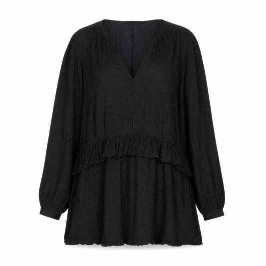 Zara Womens Black Polka Dot Polyester Trapeze & Swing Size L V-Neck Pullover