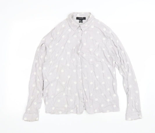 Atmosphere Womens Purple Polka Dot Viscose Basic Button-Up Size 10 Collared