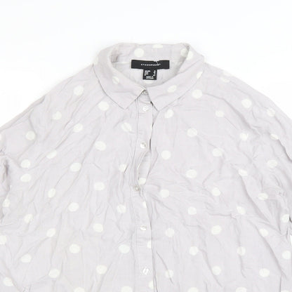 Atmosphere Womens Purple Polka Dot Viscose Basic Button-Up Size 10 Collared