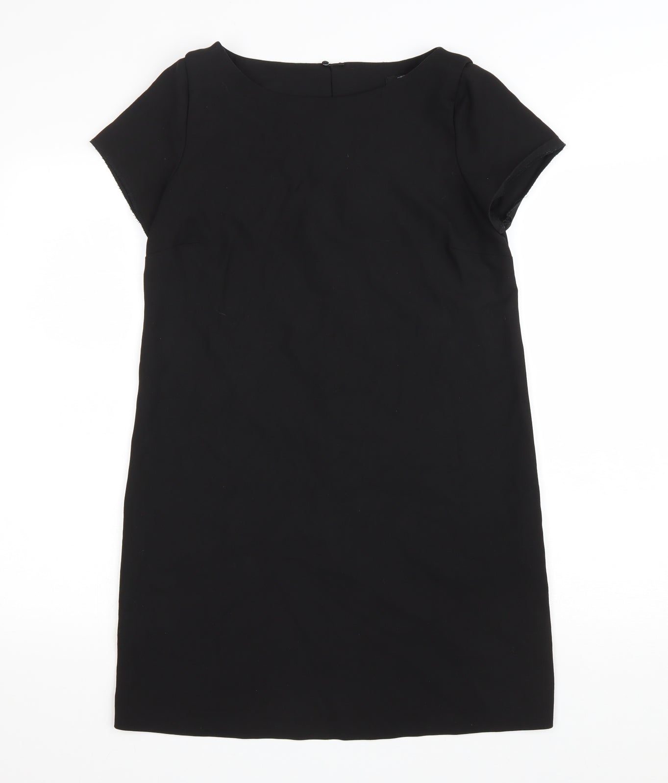 Zara Womens Black Polyester A-Line Size S Boat Neck Button