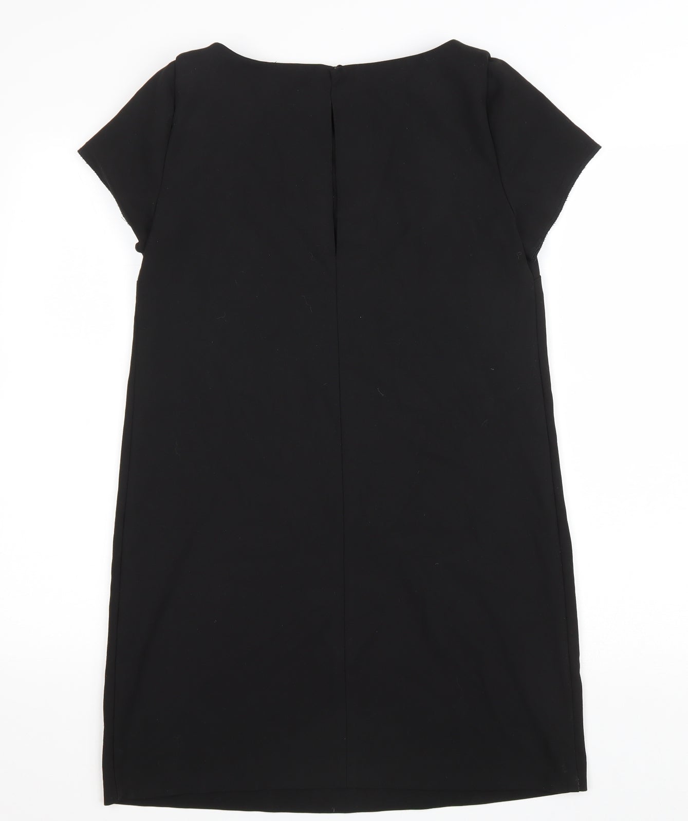 Zara Womens Black Polyester A-Line Size S Boat Neck Button