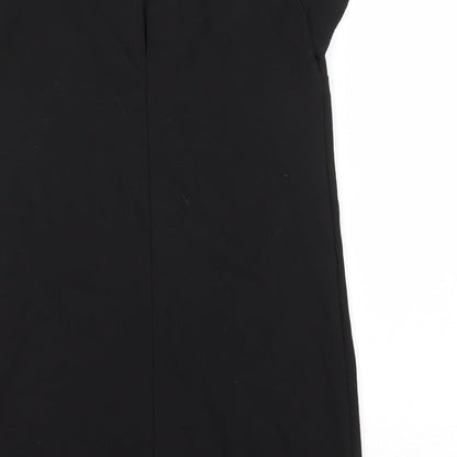 Zara Womens Black Polyester A-Line Size S Boat Neck Button