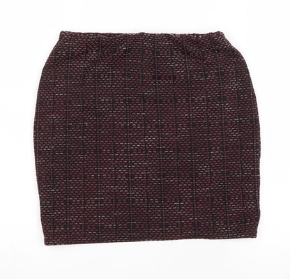 New Look Womens Purple Geometric Polyester Bandage Skirt Size 8 Drawstring