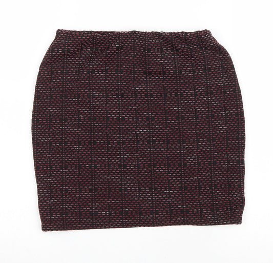 New Look Womens Purple Geometric Polyester Bandage Skirt Size 8 Drawstring