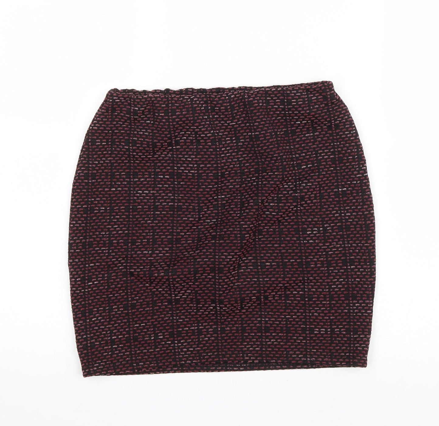 New Look Womens Purple Geometric Polyester Bandage Skirt Size 8 Drawstring