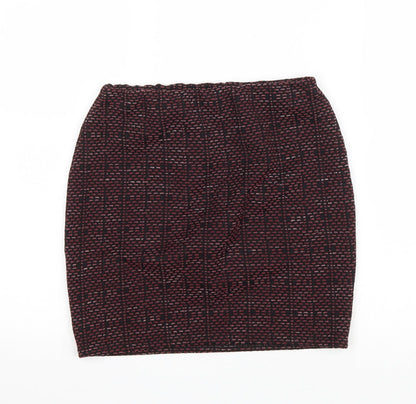 New Look Womens Purple Geometric Polyester Bandage Skirt Size 8 Drawstring