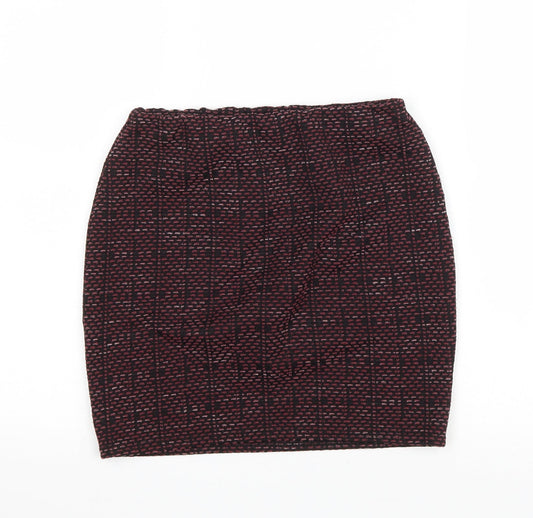 New Look Womens Purple Geometric Polyester Bandage Skirt Size 8 Drawstring