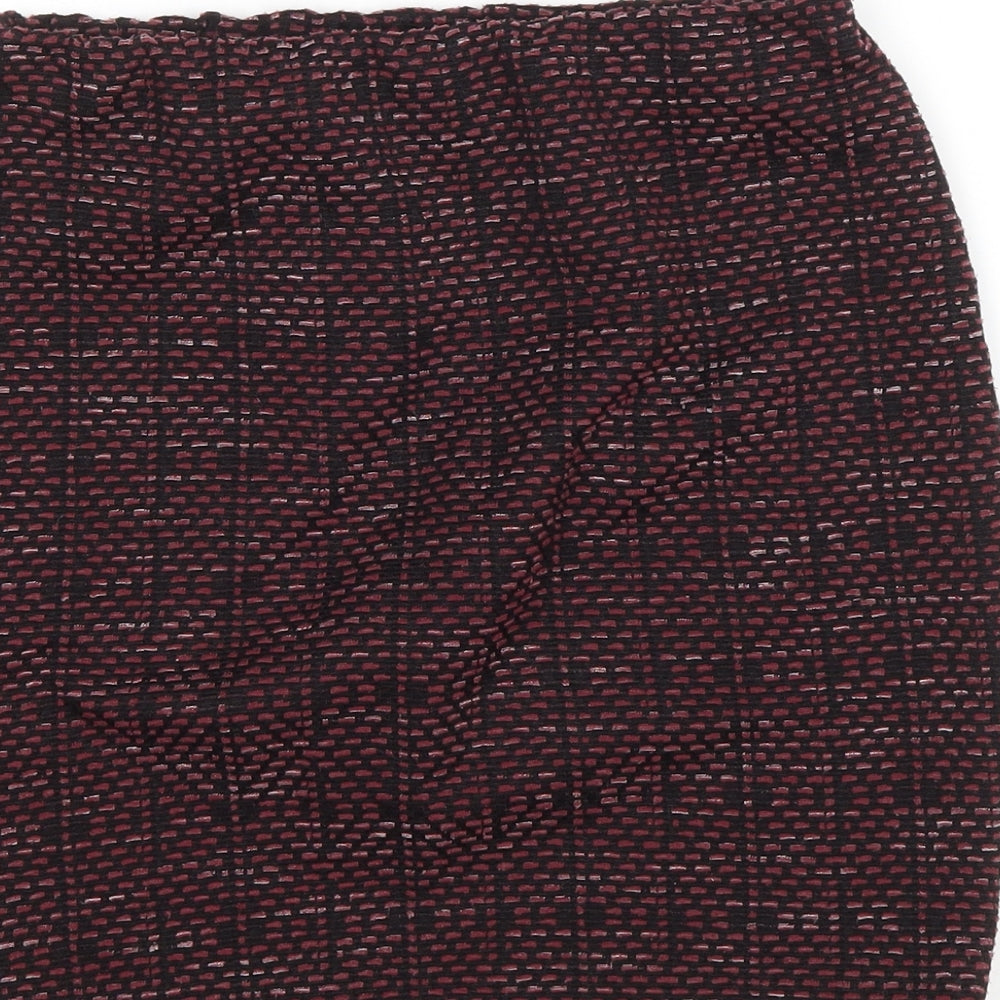 New Look Womens Purple Geometric Polyester Bandage Skirt Size 8 Drawstring