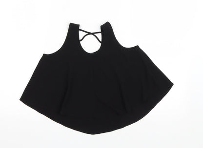 Primark Girls Black Polyester Basic Tank Size 9-10 Years Scoop Neck Pullover
