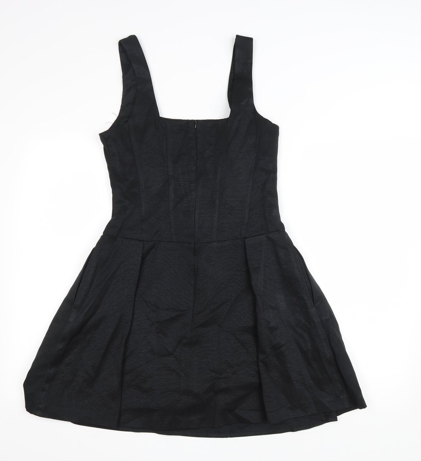 Oasis Womens Black Polyester Fit & Flare Size 10 Square Neck Zip