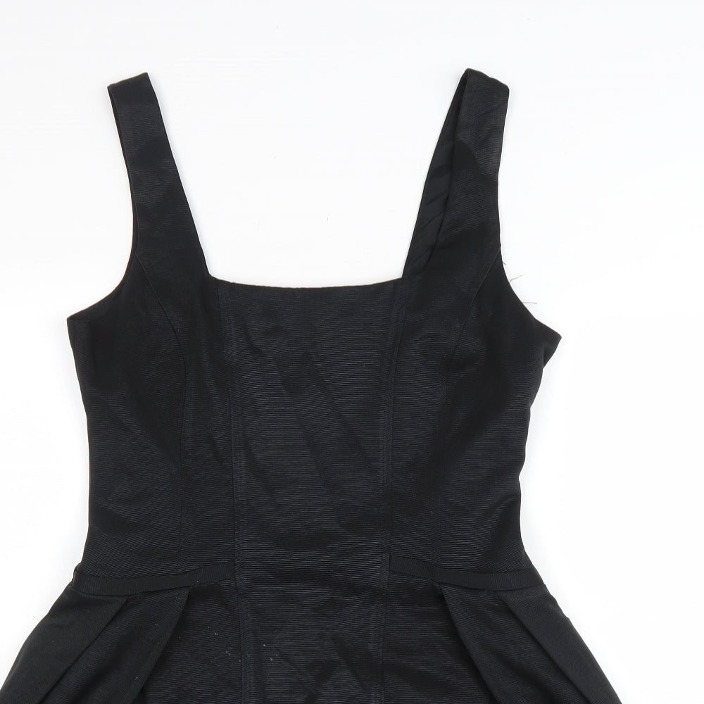 Oasis Womens Black Polyester Fit & Flare Size 10 Square Neck Zip