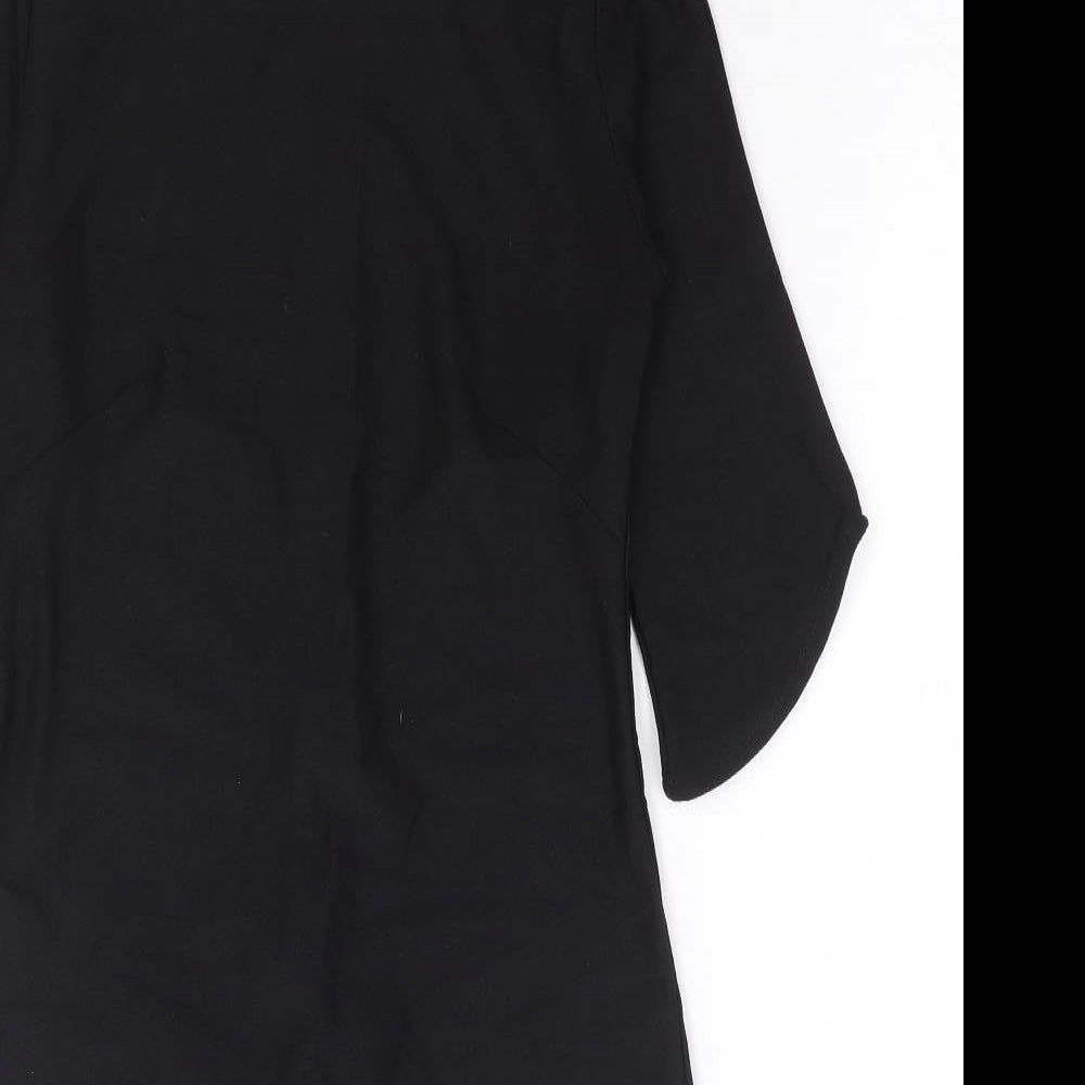 Boohoo Womens Black Polyester A-Line Size 8 Boat Neck Zip