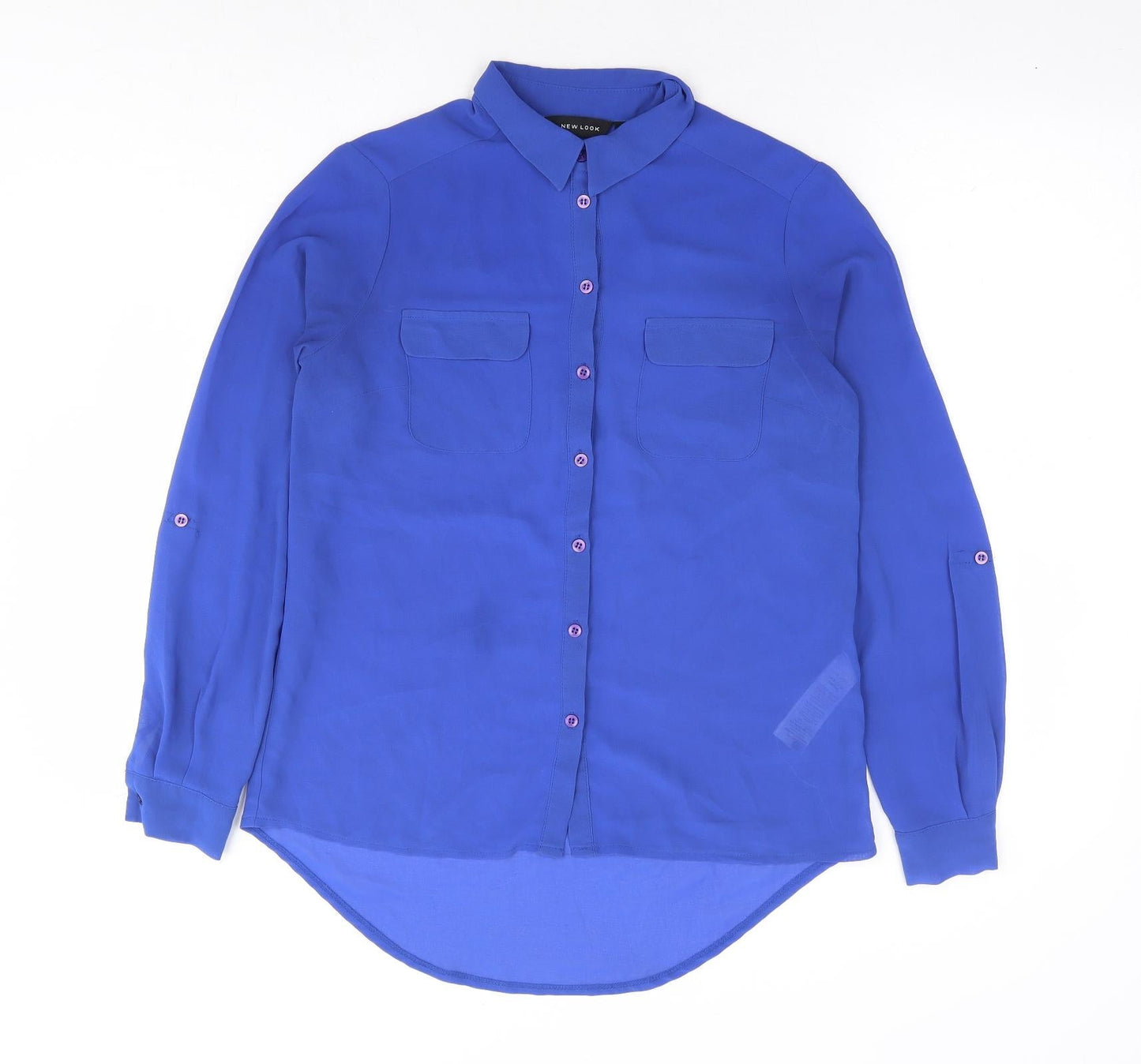 Womens UK Size 8 New Look Blue Basic Button-Up