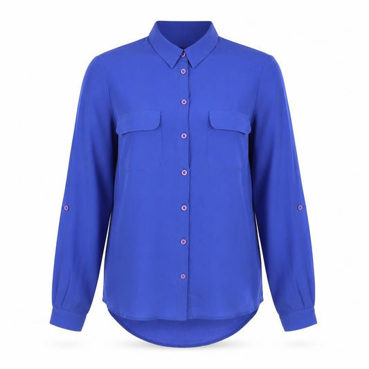 Womens UK Size 8 New Look Blue Basic Button-Up