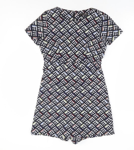 Zara Womens Multicoloured Geometric Polyester Playsuit One-Piece Size S Zip - Dress Overlay