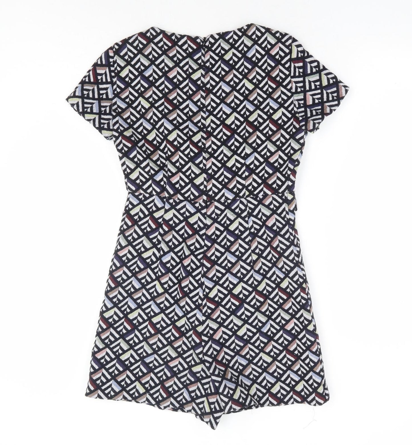 Zara Womens Multicoloured Geometric Polyester Playsuit One-Piece Size S Zip - Dress Overlay