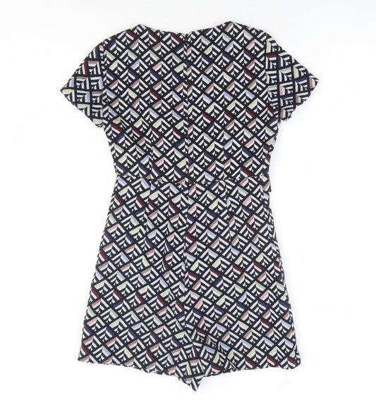 Zara Womens Multicoloured Geometric Polyester Playsuit One-Piece Size S Zip - Dress Overlay