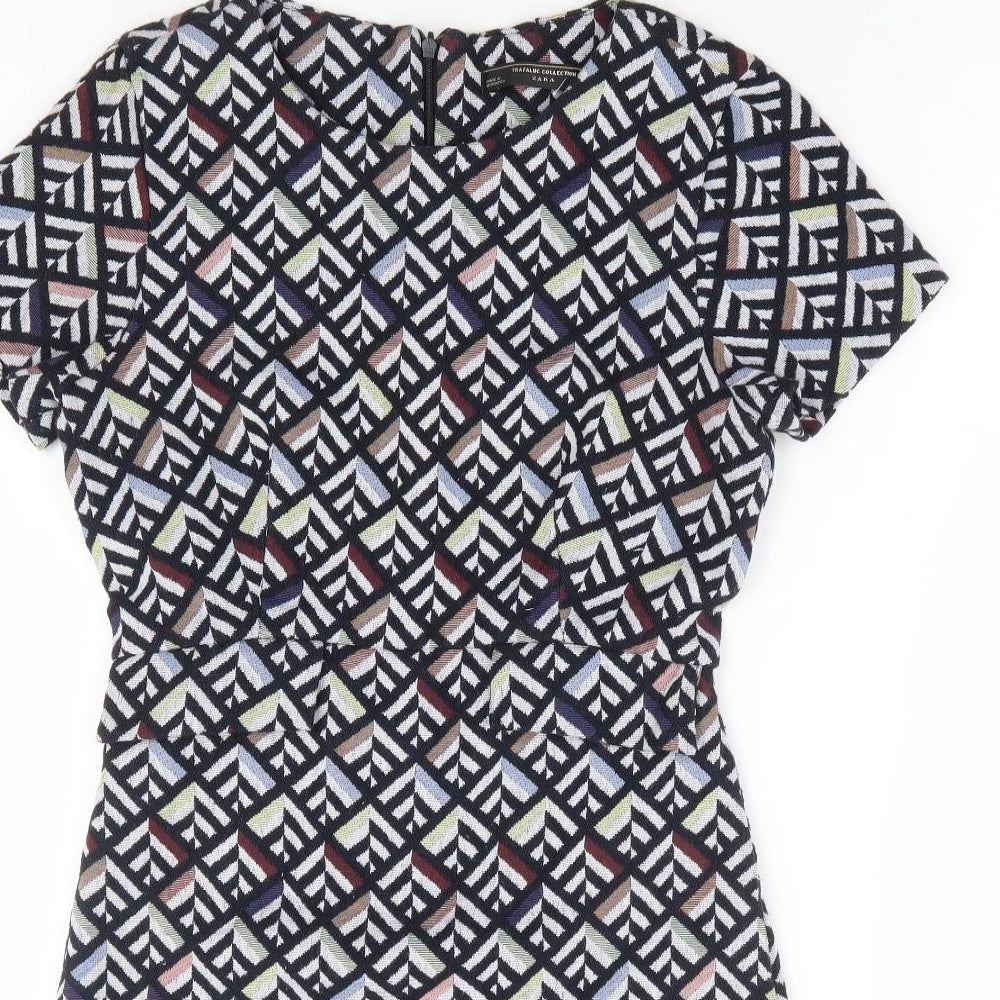 Zara Womens Multicoloured Geometric Polyester Playsuit One-Piece Size S Zip - Dress Overlay