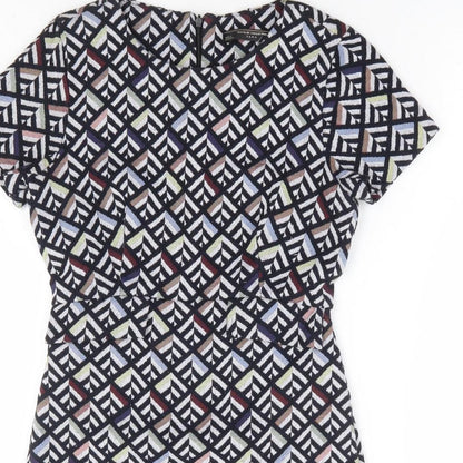 Zara Womens Multicoloured Geometric Polyester Playsuit One-Piece Size S Zip - Dress Overlay