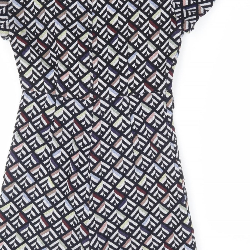 Zara Womens Multicoloured Geometric Polyester Playsuit One-Piece Size S Zip - Dress Overlay