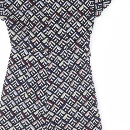 Zara Womens Multicoloured Geometric Polyester Playsuit One-Piece Size S Zip - Dress Overlay