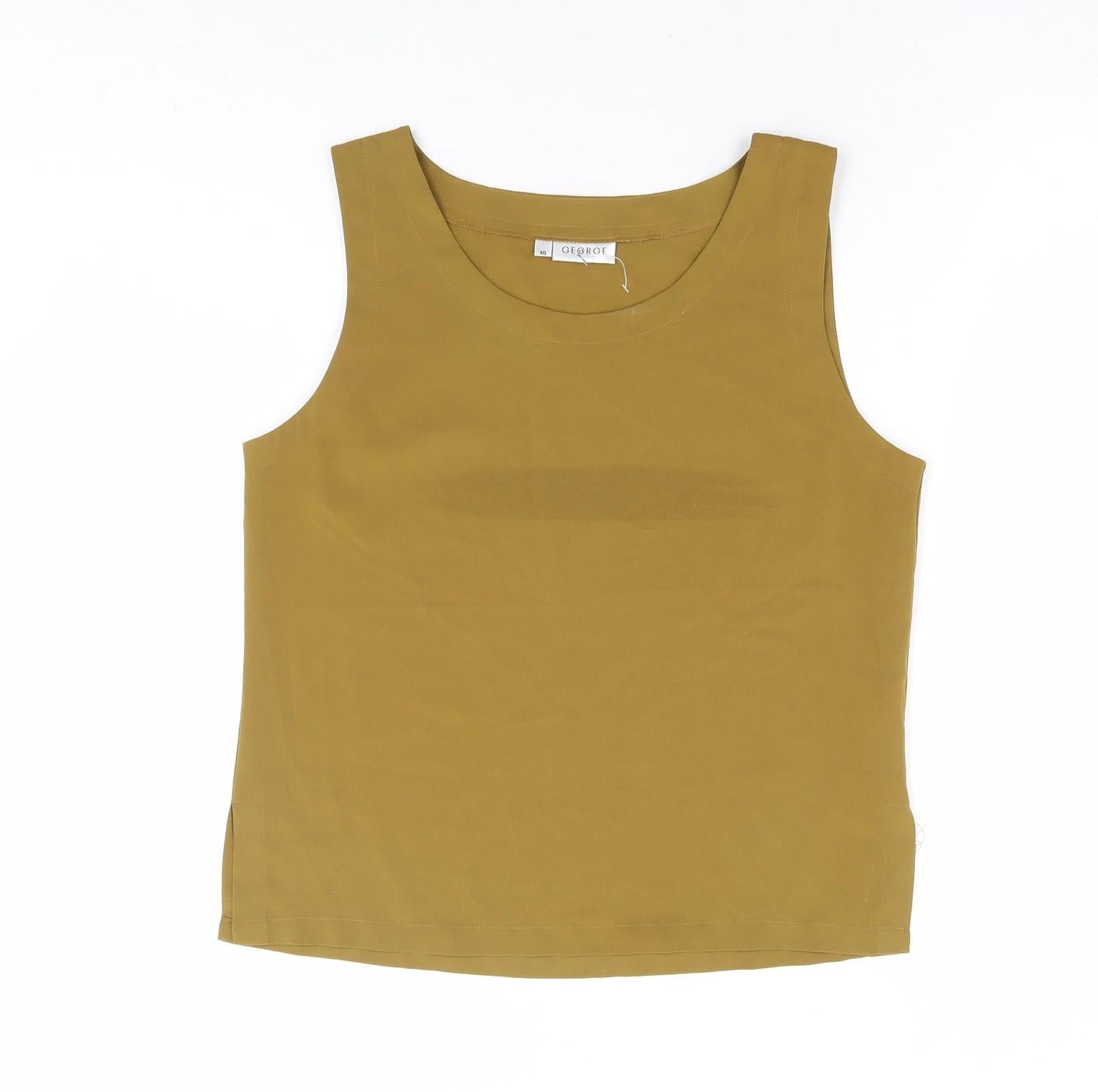 George Womens Yellow Polyester Basic Tank Size 10 Round Neck