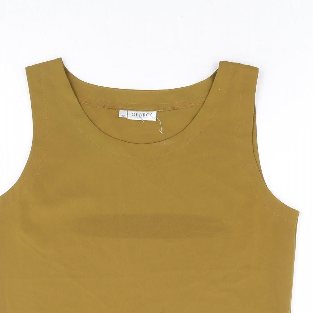 George Womens Yellow Polyester Basic Tank Size 10 Round Neck